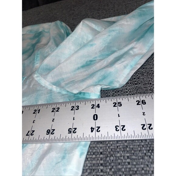 Ralph Lauren Shirt Womens XL Blue Button Up Silk Blend Tie Dye Coastal Resort - Picture 3 of 9